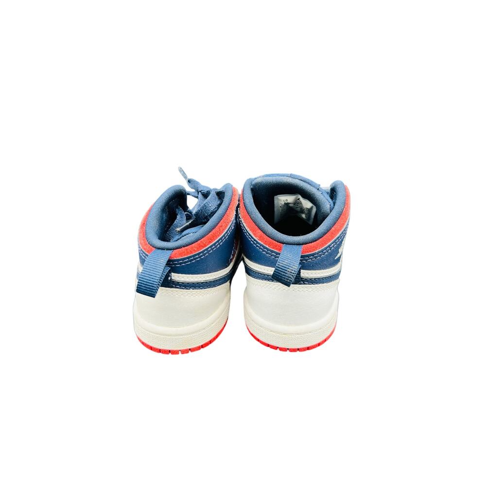 👟 Nike Air Jordan 1 Mid USA Toddler 8C Red White Blue Sneakers BQ6933 - Picture 4 of 6